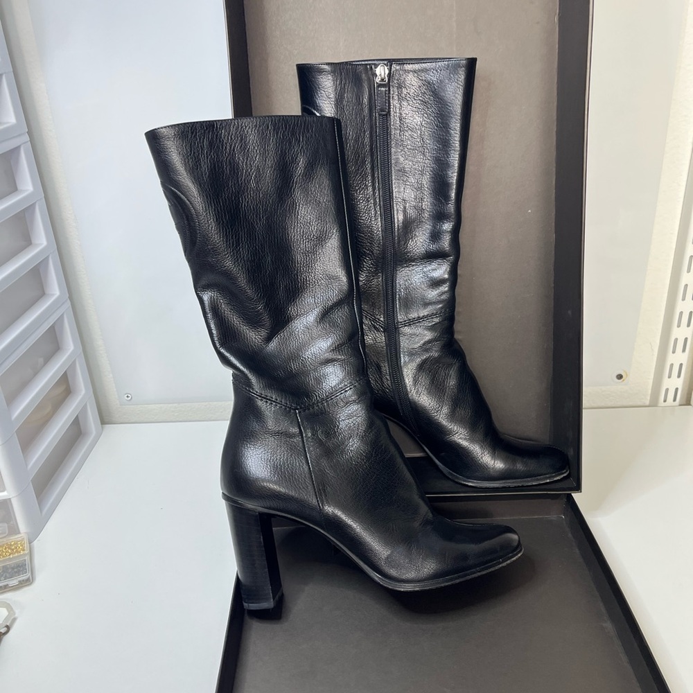 Gucci Black Leather Women's Boots 3.5” heel